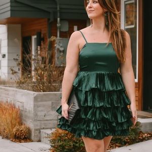 Arula Tiered Dark Green Minj Dress